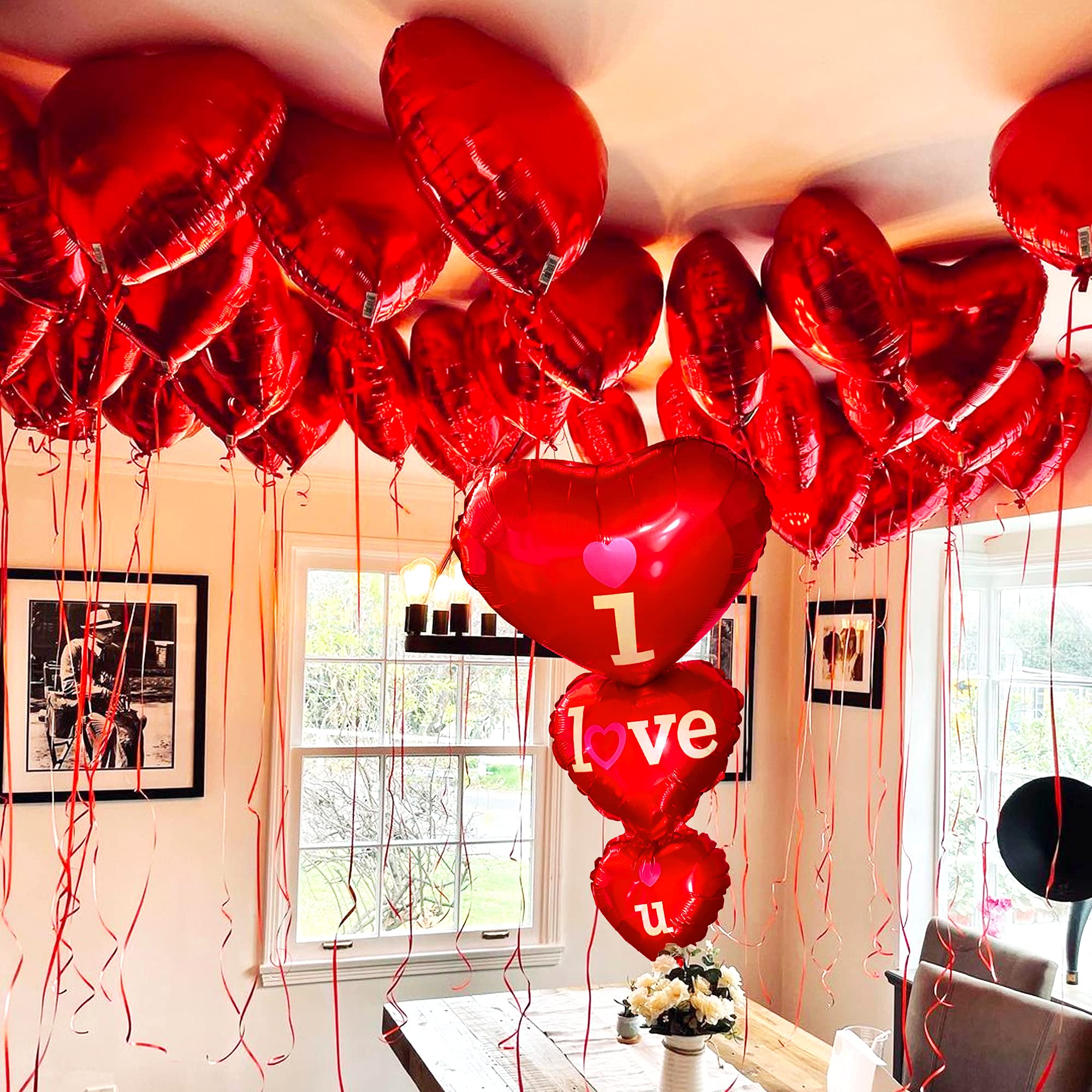 12 +1 Valentines Red Heart Balloon Set - Pack Of 13 | Red